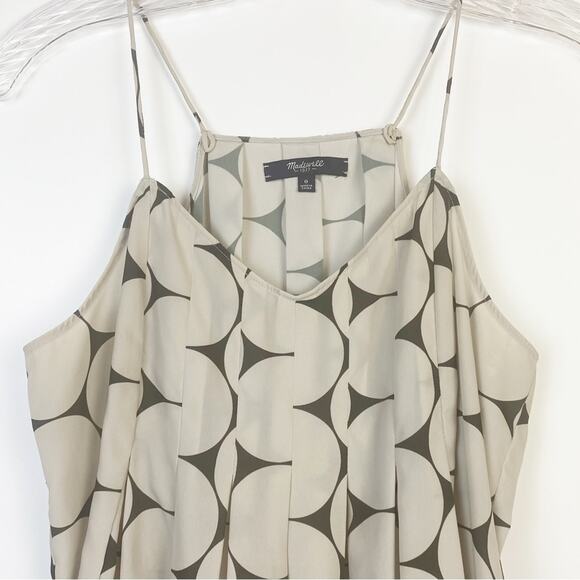 Madewell Circle Dot Pleated Cami Womens Blouse Tan Size 0 - Picture 4 of 13
